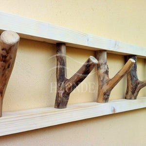 Wood tree branch hook coat rack mounted garment rustic frame hanger entryway decor scarf hanging clothing storage driftwood beach wall gift image 7