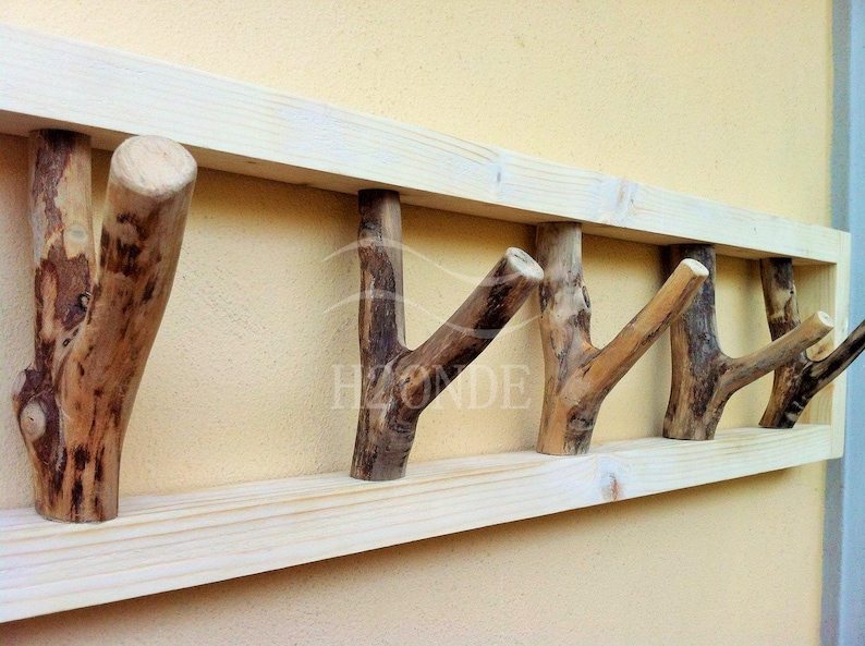 Wood tree branch hook coat rack mounted garment rustic frame hanger entryway decor scarf hanging clothing storage driftwood beach wall gift image 7