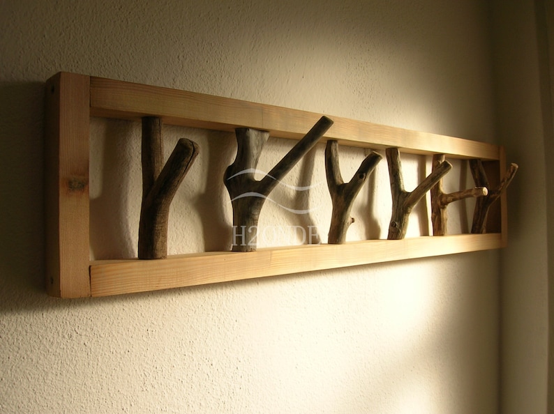 Wood Tree Branch Hook Coat Rack Mounted Garment Rustic Frame Etsy