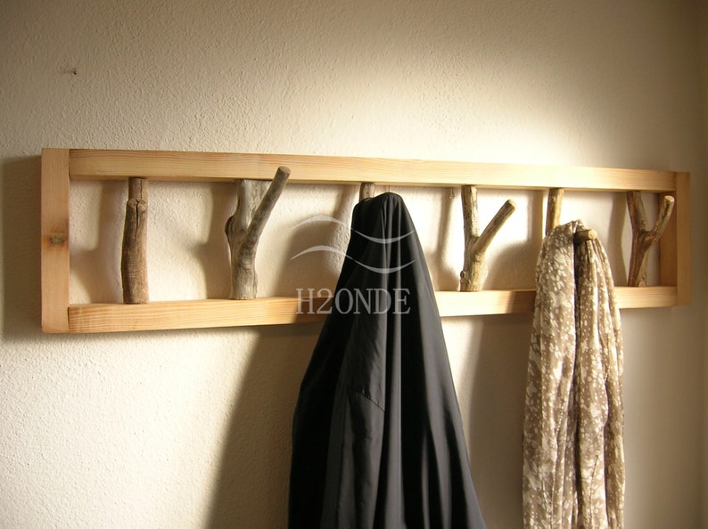 Wood tree branch hook coat rack mounted garment rustic frame hanger entryway decor scarf hanging clothing storage driftwood beach wall gift image 3