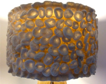 Textured Pebble Lampshade: Merino Wool Drum Shade, Modern Boho Decor