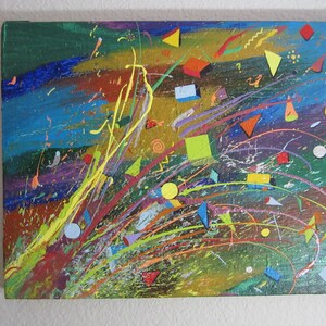 Burst original art painting on canvas wall art pop art outsider art contemporary art bright colors and shapes interior design decorator