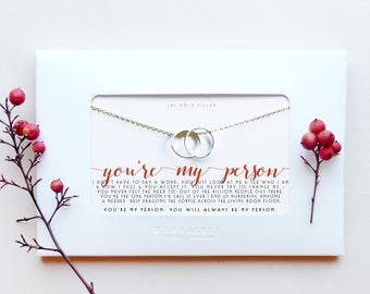 Bestfriend | You're My Person | Sweet Funny Dark Humor Gift for Best Friend Birthday Long Distance | Gold Filled Karma Linked Circle Ring