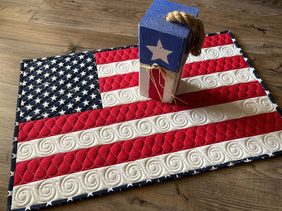 Quilted American Flag Runner Patriotic Stars & Stripes Table Etsy