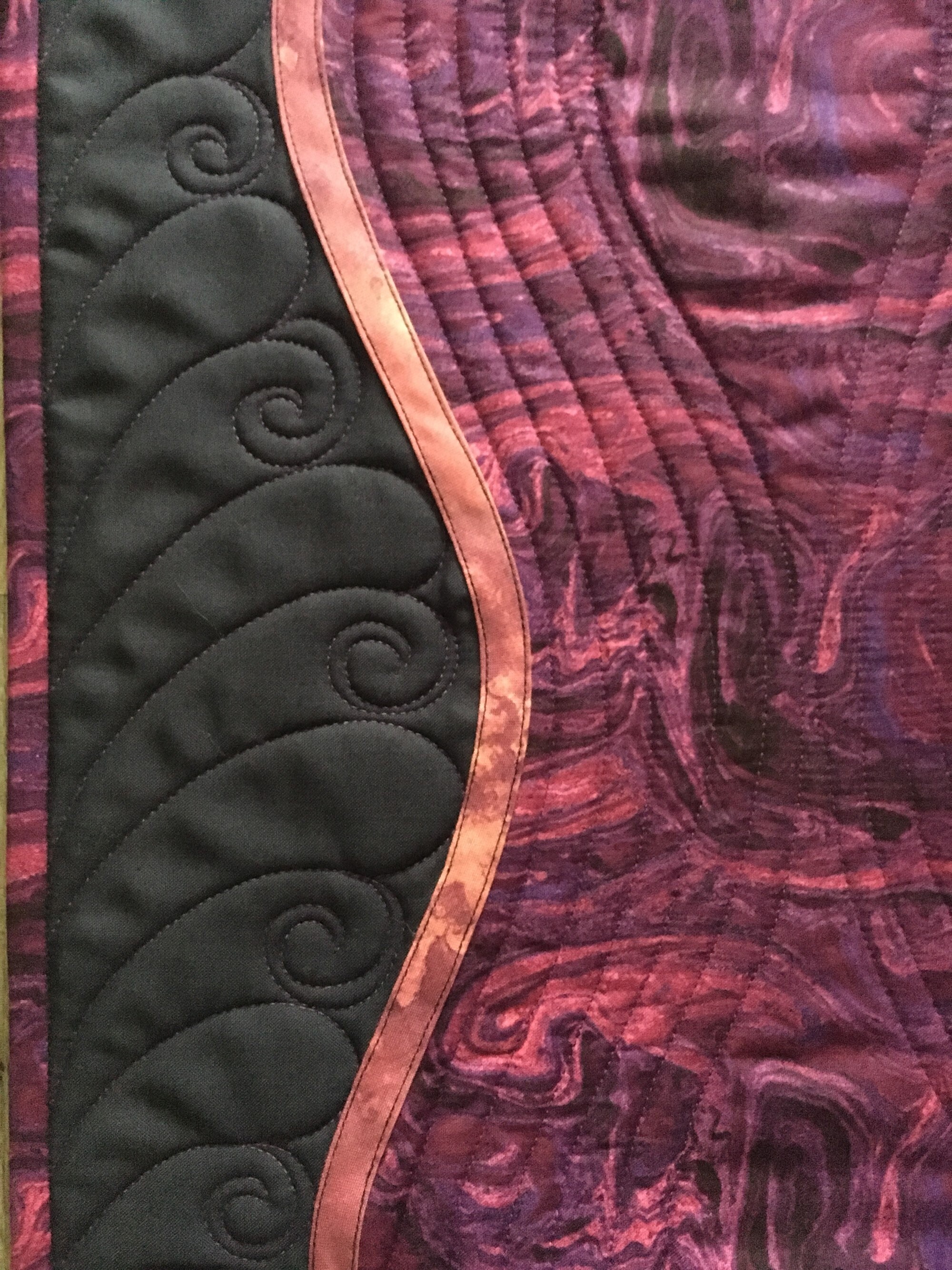 Modern Quilted Table Runner Purple and Navy Table Quilt Curvy Etsy