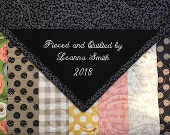 Custom Quilt Labels Set of 5 Personalized Embroidered Corner Quilt Labels Fabric Labels Quilt Tags Customized Embroidery Quilt Labels (5)