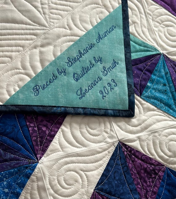 Custom Embroidered Quilt Label Triangular Corner Label Fabric