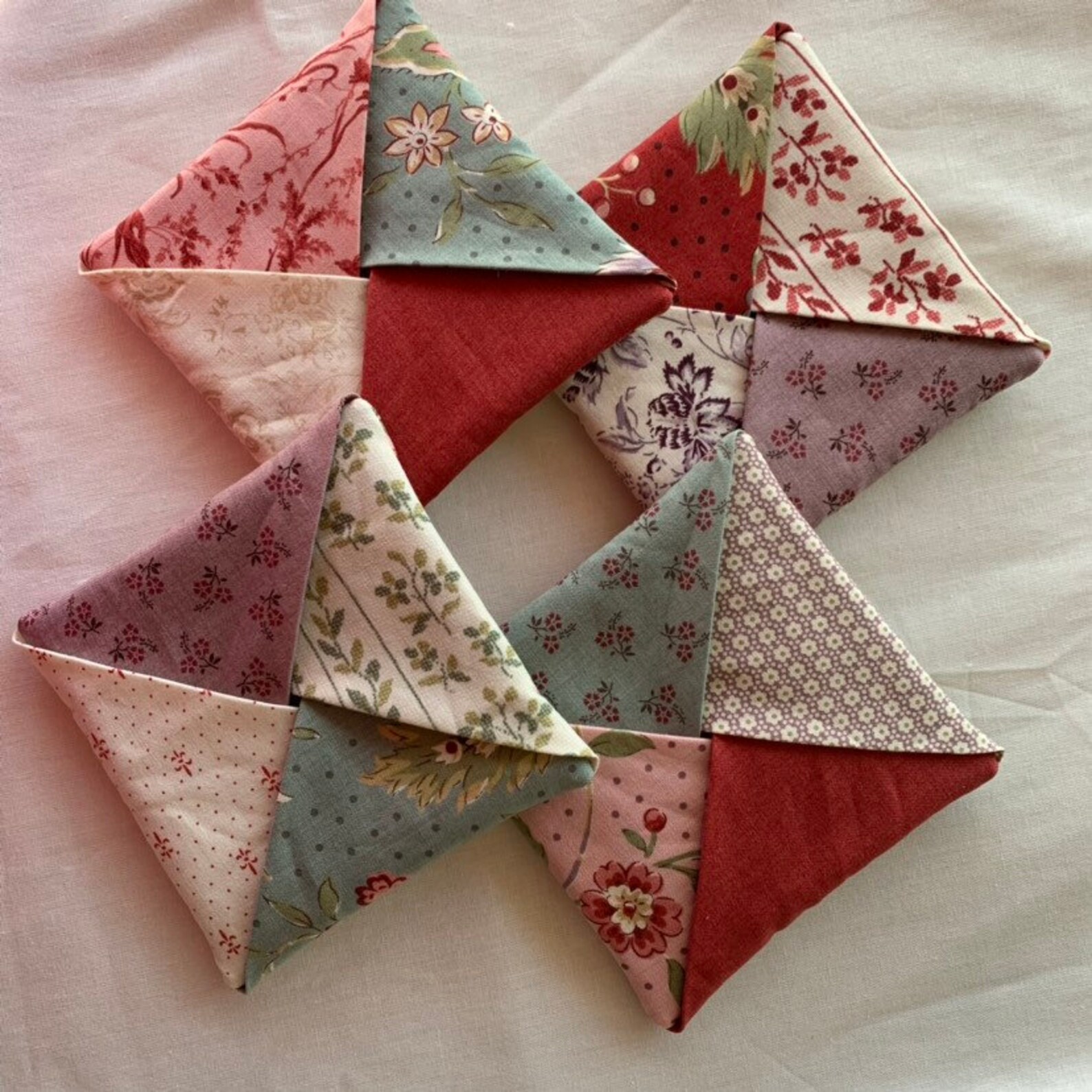 Fabric Coasters Set of 4 Folded Fabric Coaster Handmade Square Etsy