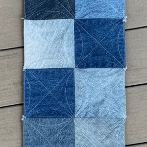 Denim Rag Table Runner Rag Quilt Runner Raggy Denim Bright Table Runner Handmade Cathedral ...