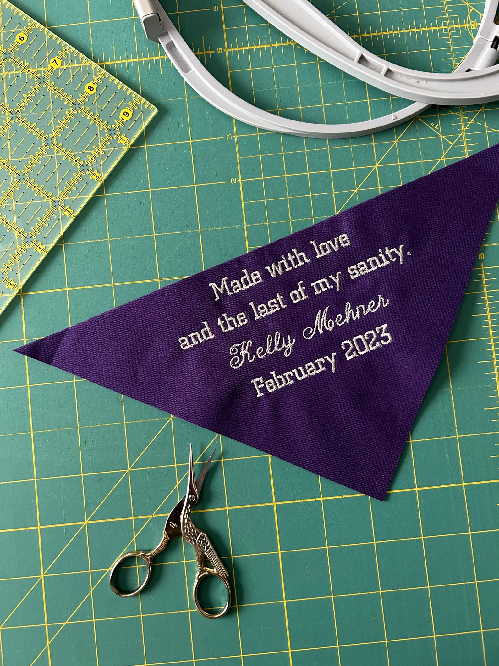 Custom Embroidered Quilt Label Triangular Corner Label Fabric Etsy