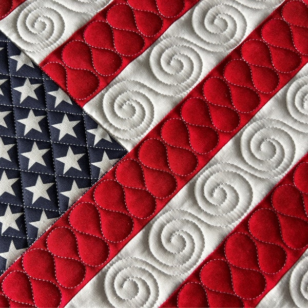 Quilted Table Runner 4th of July Patriotic Stars & Stripes Independence Day USA Flag Red White Blue Americana Memorial Day Veterans Gift