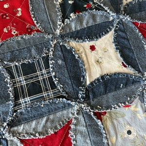 Rag Quilt Runner Patriotic Raggy Red White Blue Table Runner - Etsy