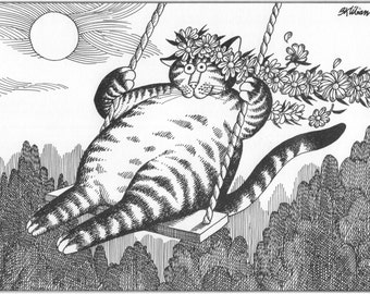 B.Kliban Cat on a Swing