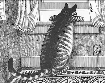 B.Kliban Cat looking Out The Window