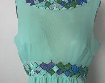 1960s Emilio Pucci for Formfit Seafoam Nightgown | Nylon Tricot Lingerie | Size 2-4