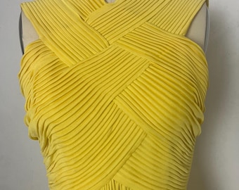 1970s Malcolm Starr Rizkallah Yellow Chiffon Gown | Pageant Dress with Draped Bodice | Size XS