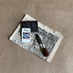 Doll House Garden Newspaper, Soil, Seed and Spade Garden Shadow Box