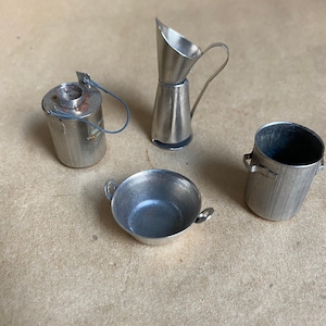 Miniature Steel Pots and Pans Doll House Kitchen