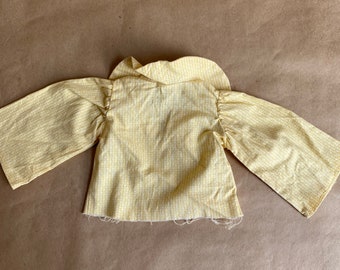 1960s Handmade Doll Clothing Blouse Yellow and White Stripe