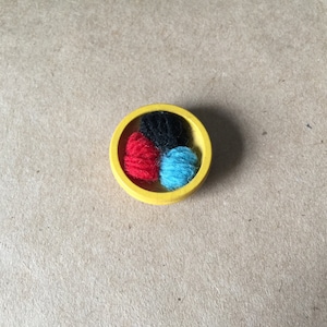 Miniature Yellow Wooden Bowl of Yarn Doll House Sewing Room