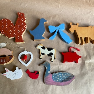 Hand Painted Wooden Animal Embellishment Repurpose Crafting