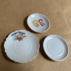 Miniature Play Tea Set Porcelain  Plates Mismatched Made in Japan 1960s