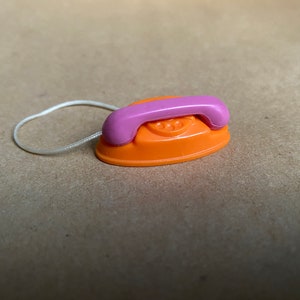 Barbie Plastic Rotary Telephone Orange and Pink 1970s