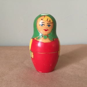 Small Hollow Wooden Doll 1980s Handcrafted