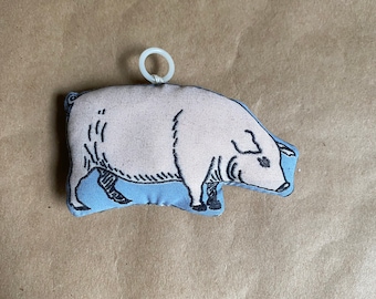 Small Pillow Doll Printed Pig with Hanging Loop Pig Ornament