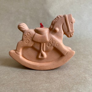 Unglazed Ceramic Rocking Horse Christmas Ornament