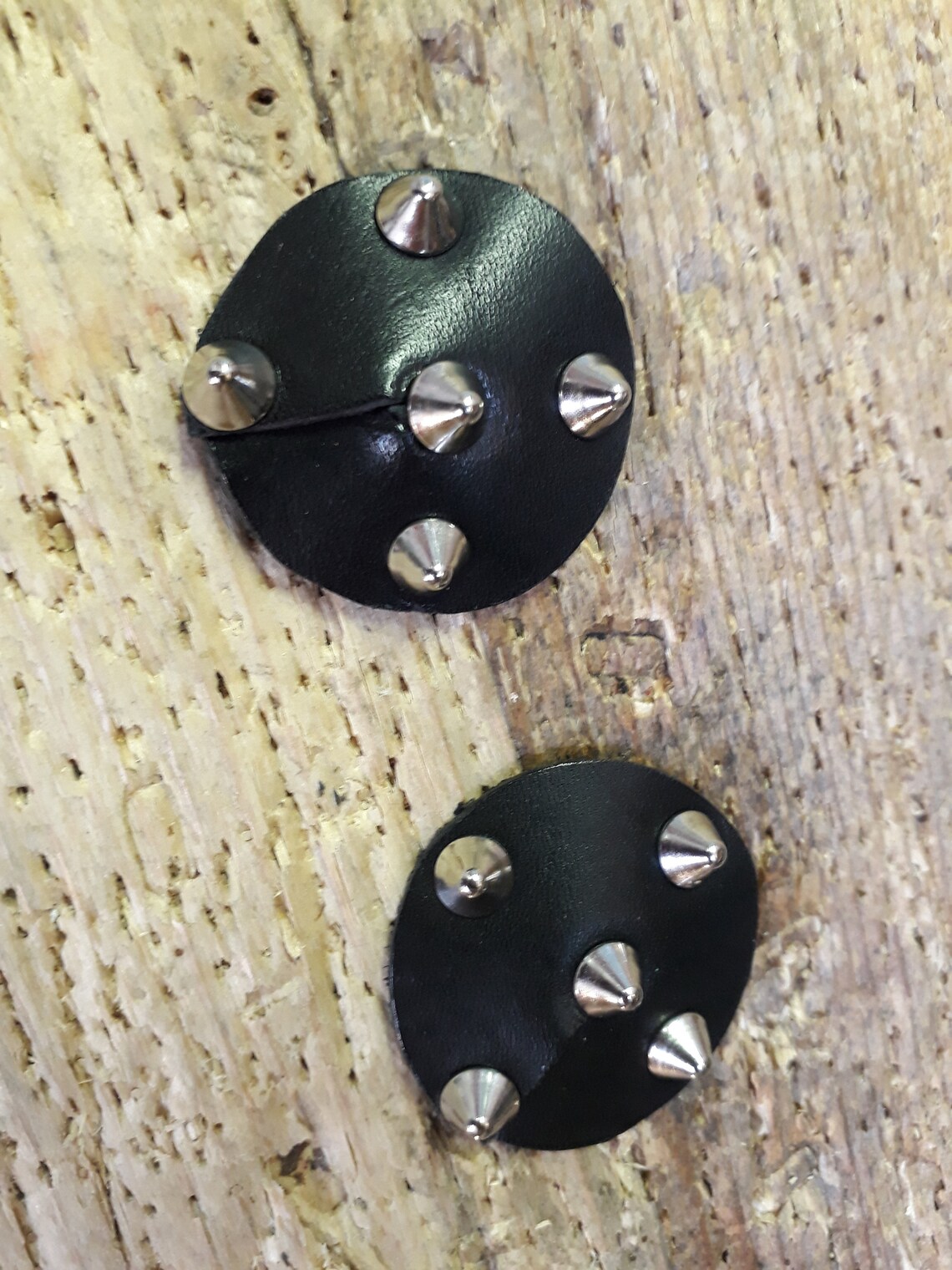 Black leather nipple covers studded craft fetish Etsy