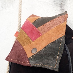 Sac cartable en cuir recyclé – Style bohème avec bandoulière en jute