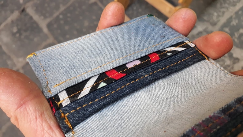 Handmade Jeans Wallet in Recycled Fabric 70 Style Vintage | Etsy