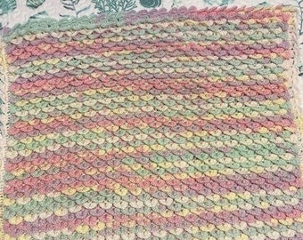 BORDER ONLY:  Crochet Pattern Crocodile Stitch Baby Blanket With Wave Border by Pam