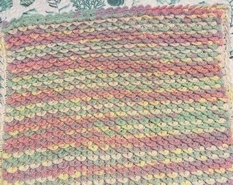 Crochet Pattern Crocodile Stitch Baby Blanket With Wave Border by Pam