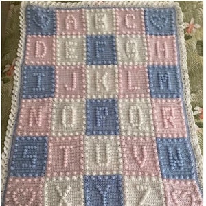 Crochet Pattern Alphabet Baby Blanket Puff Stitch by Pam image 1