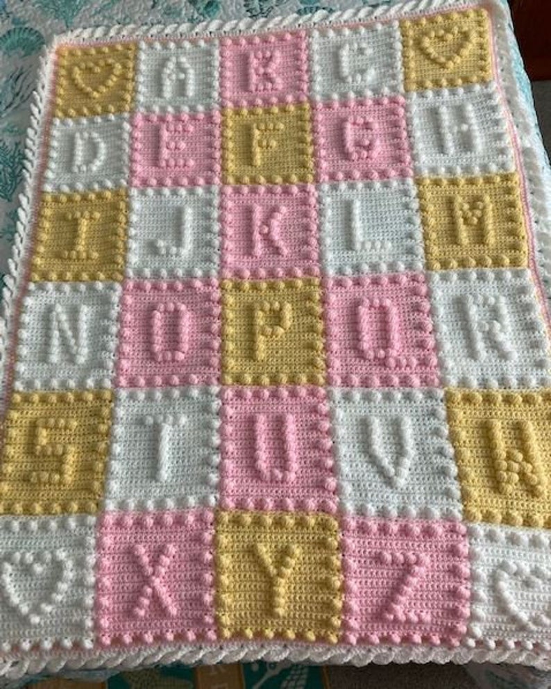 Crochet Pattern Alphabet Baby Blanket Puff Stitch by Pam image 6