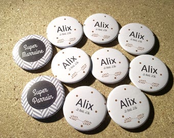 Set of 10 Magnetic badges - christening