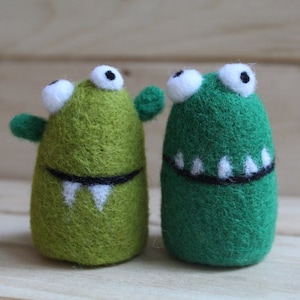 Felted monsters, friendly felted monster figure, needle felted small toy, monster miniature monster ornament, Felt Toy, Wool Monster