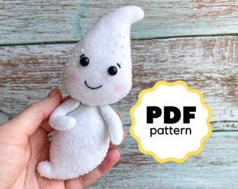 PDF pattern Halloween ghost pattern Easy pattern Ghost Halloween ornament tutorial Ghost Felt halloween pattern Ghost DIY ornament