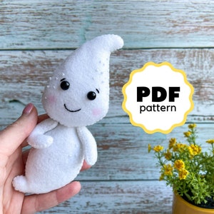 Halloween ghost pattern PDF pattern Easy pattern Ghost Halloween ornament tutorial Ghost Felt halloween pattern Ghost DIY ornament
