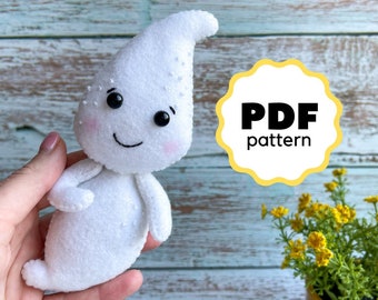 Halloween ghost pattern PDF pattern Easy pattern Ghost Halloween ornament tutorial Ghost Felt halloween pattern Ghost DIY ornament