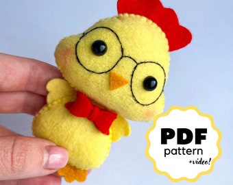 PDF pattern Felt ornament pattern, Felt Chick Easter Ornament Pattern, easter sewing pattern, Felt Easter toys sewing PDF and SVG pattern