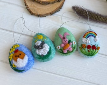 Felt Easter decorations, Wool Felt Easter Egg, Easter ornaments, Easter Gift, Felt eggs with flowers, Easter egg, Spring decor, Easter decor