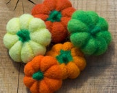Pumpkins needle felted Waldorf wool miniature handmade Autumn Fall Halloween craft supply custom unique gift idea thanksgiving toy nature