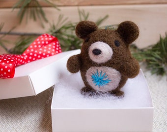 Felted Bear Ornament Christmas Ornament  Bear Ornament Christmas Decoration, Woodland Ornament, Christmas Gift Felt Christmas ornaments
