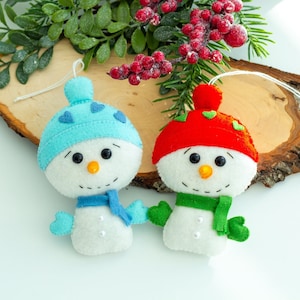 Snowman ornament Christmas ornaments Gifts for kids christmas Christmas Tree Decor Winter decor Christmas decorations Felt snowmen set