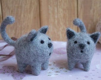 Needle felted cat, Wool toy, eco friendly toy, home decor, Needle-Felted Wool Cat Animal, Little kitten Gift for her Cute cat Grey kitten