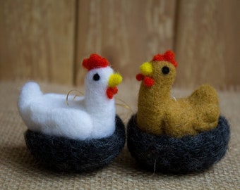 Christmas ornaments, Needle Felted Chicken, Wool chicken, Easter Decoration, Spring decor, Felted Hen, chicken gifts, Christmas decorations