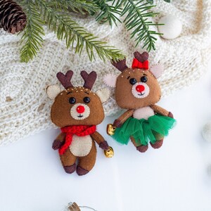 Christmas Deer ornament Felt Christmas Decoration, Home Decor Hanging ornament Christmas Tree Decor Reindeer ornaments image 3